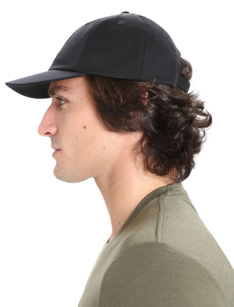 Men's Icebreaker Unisex Merino 6 Panel Hats Black | CA 1851WNBY